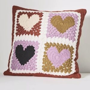 NWT Anthro Cotton Crochet Heart Pillow